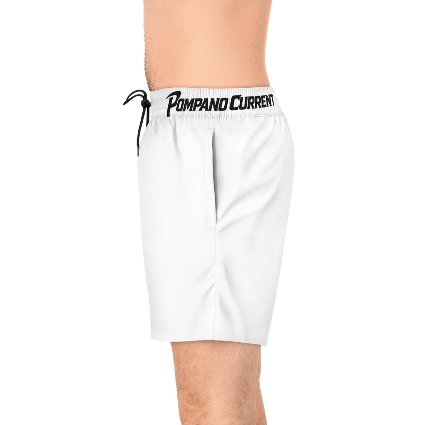 Men's Swim Shorts — Pompano Current Logo Mid-Length Beach Trunks