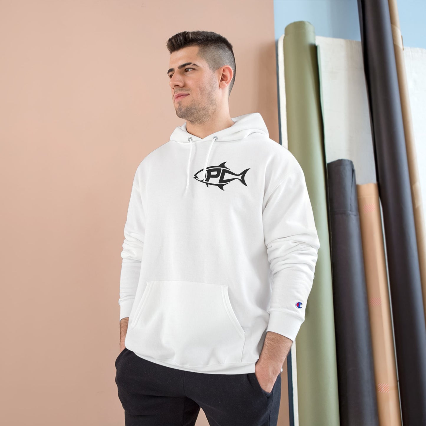 Pullover Champion Hoodie Pompano Current Fishing Logo