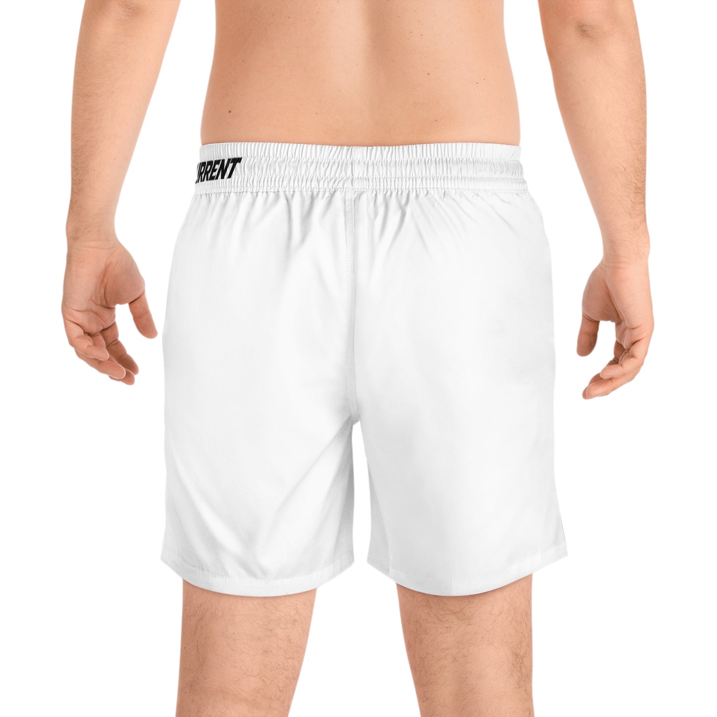Men's Swim Shorts — Pompano Current Logo Mid-Length Beach Trunks