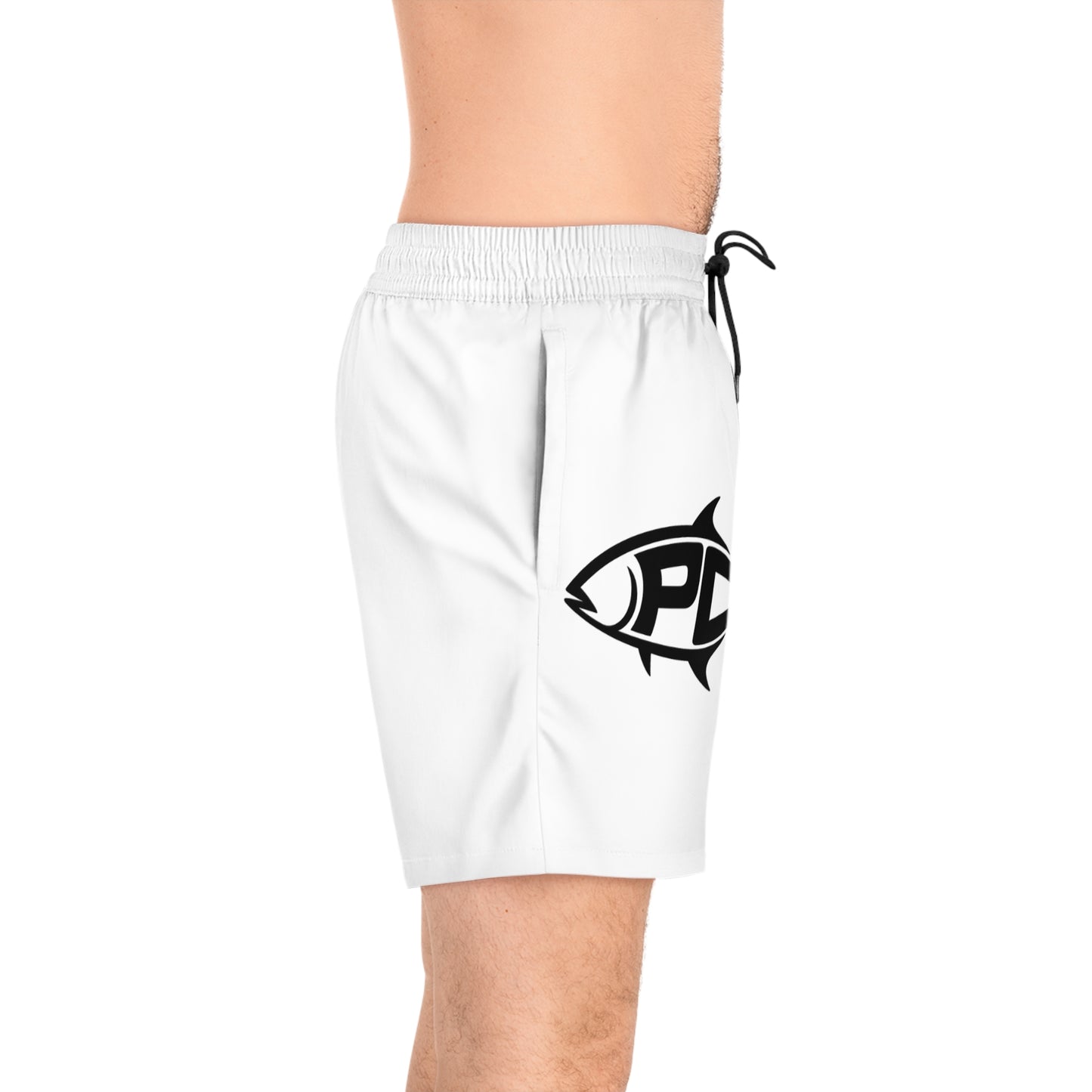 Men's Swim Shorts — Pompano Current Logo Mid-Length Beach Trunks