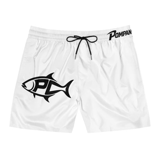 Men's Swim Shorts — Pompano Current Logo Mid-Length Beach Trunks